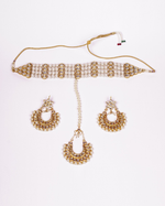 Thumbnail for Gold-Plated Alloy Pearl And Kundan Choker Necklace Set - The Pari - Distacart