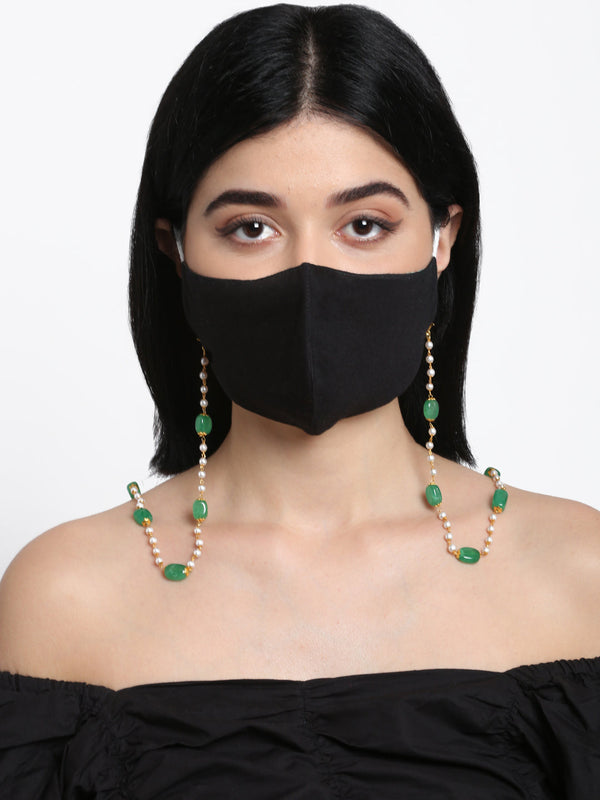 Stone And Gold Plated Mask Chain - Ruby Raang - Distacart