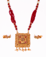 Thumbnail for Gold-Plated Alloy Pearl And Beads Mala Pendant Set - The Pari - Distacart