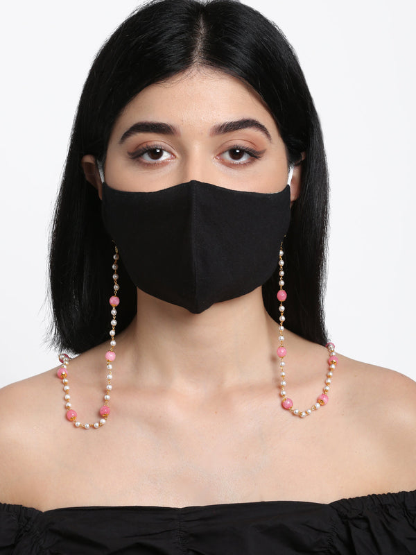 Stone And Gold Plated Mask Chain - Ruby Raang - Distacart