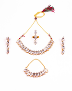 Thumbnail for Gold-Plated Alloy Rhinestones Studded Single Line Necklace Set - The Pari - Distacart