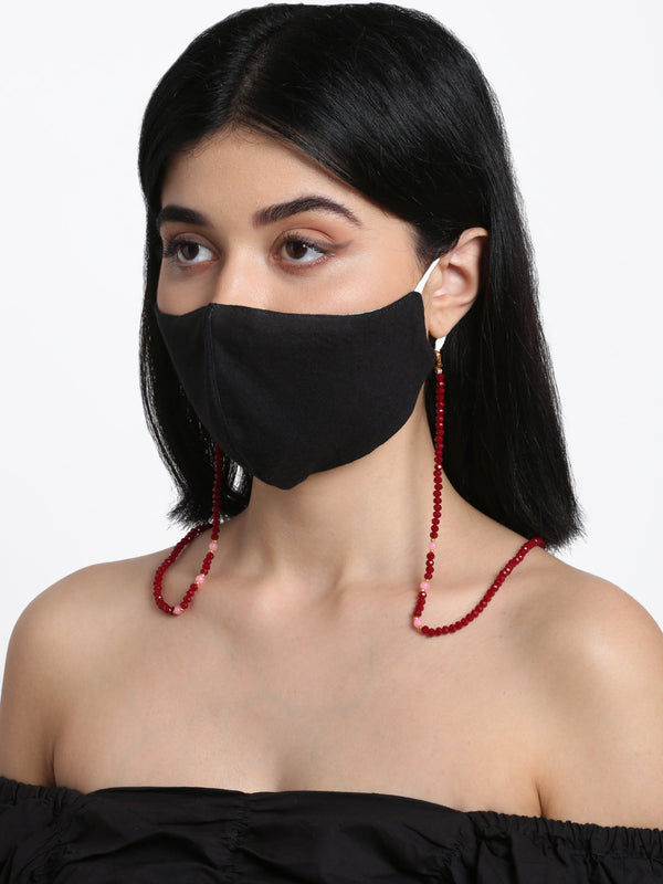 Stone And Gold Plated Mask Chain - Ruby Raang - Distacart