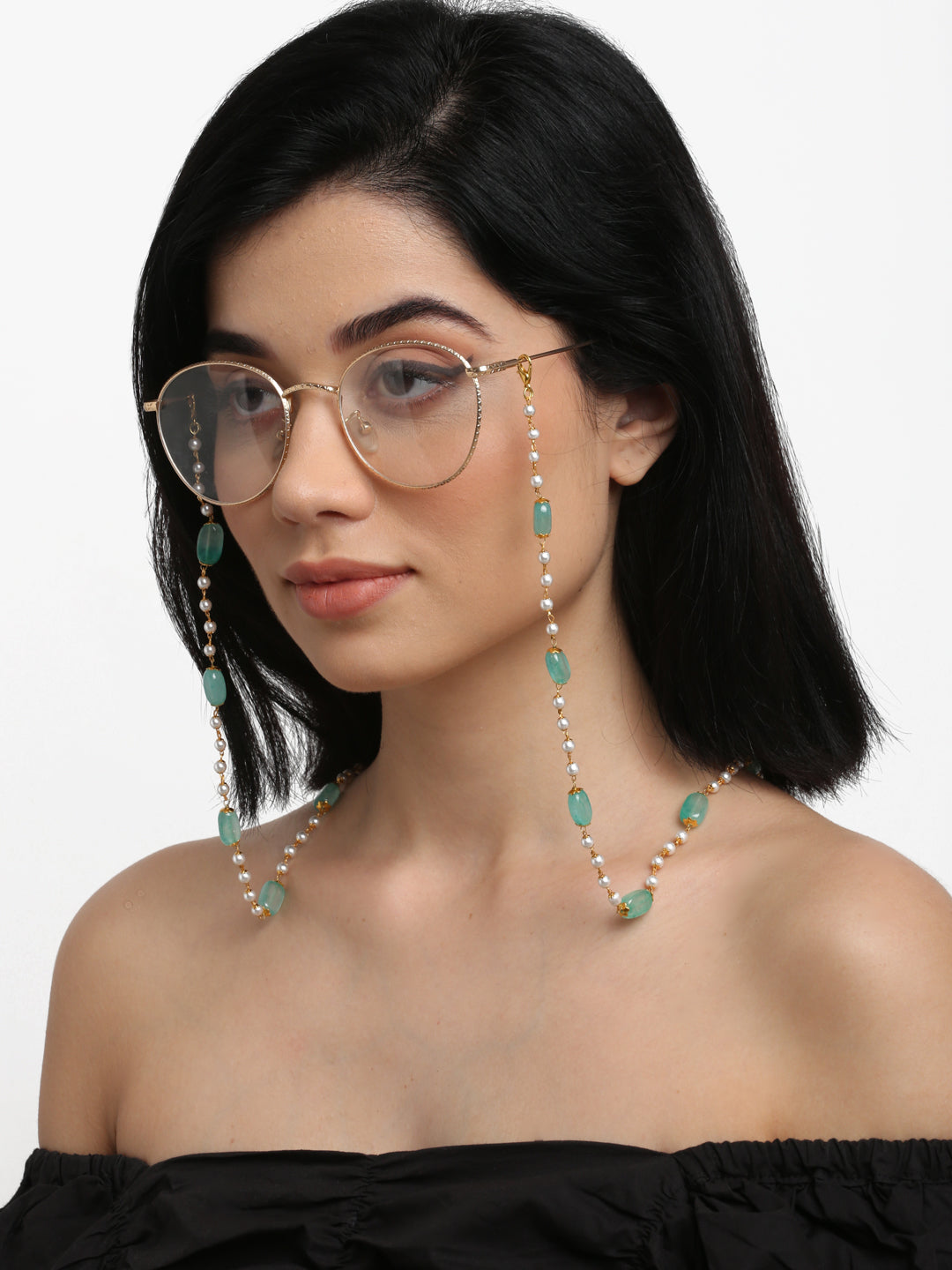 Stone And Gold Plated Mask Chain - Ruby Raang - Distacart