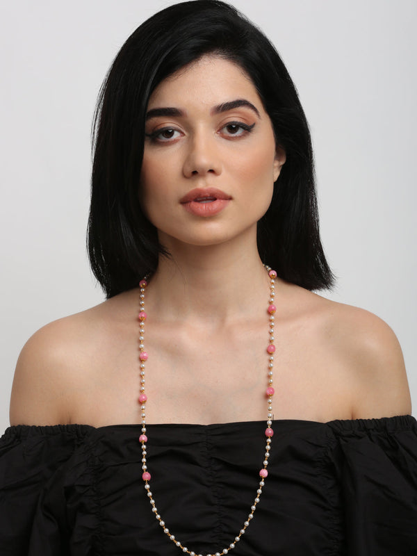 Stone And Gold Plated Mask Chain - Ruby Raang - Distacart