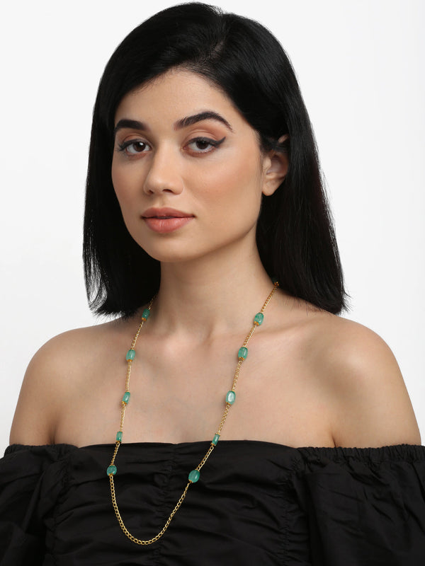 Stone And Gold Plated Mask Chain - Ruby Raang - Distacart