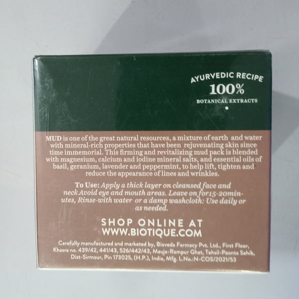 Biotique Advanced Ayurveda Bio Mud Youthful Firming and Revitalizing Face Pack - Distacart