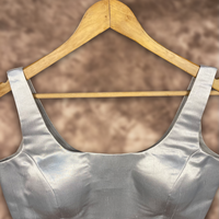 Thumbnail for Shades of Stars Silver Coloured Brocket Ready to Wear Blouse - kapda Tailor - Distacart