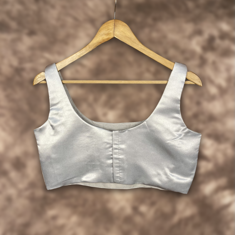 Shades of Stars Silver Coloured Brocket Ready to Wear Blouse - kapda Tailor - Distacart