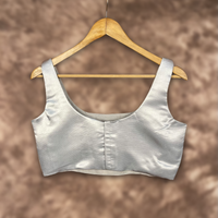 Thumbnail for Shades of Stars Silver Coloured Brocket Ready to Wear Blouse - kapda Tailor - Distacart