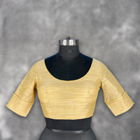 Thumbnail for Gleaming Glow Gold Coloured Silk Ready to Wear Blouse - kapda Tailor - Distacart