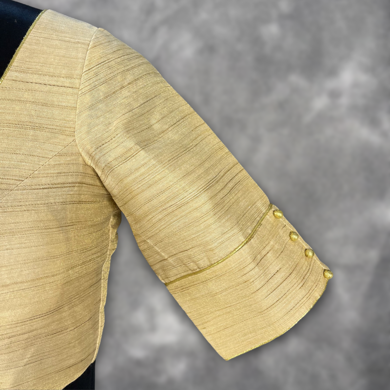Gleaming Glow Gold Coloured Silk Ready to Wear Blouse - kapda Tailor - Distacart