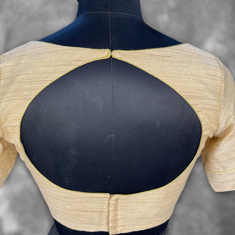 Gleaming Glow Gold Coloured Silk Ready to Wear Blouse - kapda Tailor - Distacart