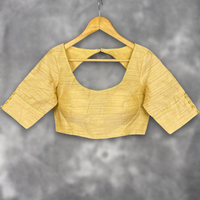 Thumbnail for Gleaming Glow Gold Coloured Silk Ready to Wear Blouse - kapda Tailor - Distacart
