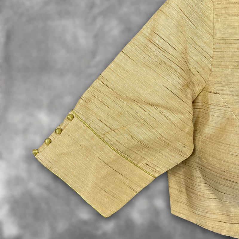 Gleaming Glow Gold Coloured Silk Ready to Wear Blouse - kapda Tailor - Distacart