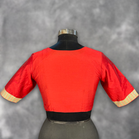 Thumbnail for Tradition Reloded Red/Gold Coloured Chanderi Silk / Brocket Ready to Wear Blouse - kapda Tailor - Distacart