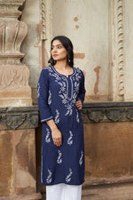 Thumbnail for Rangreza Ethnic Saundarya Rayon Kurta Dark Blue - Distacart