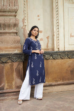 Thumbnail for Rangreza Ethnic Saundarya Rayon Kurta Dark Blue - Distacart