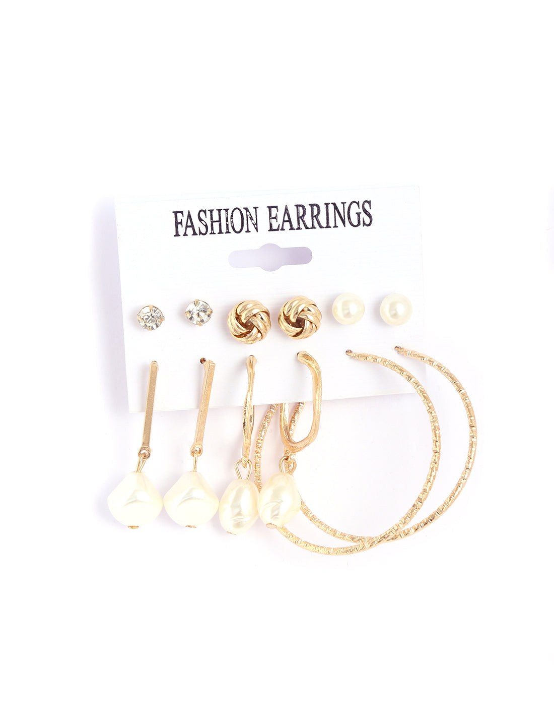 Gold-Plated Alloy Set Of 6 Designer Earrings - The Pari - Distacart