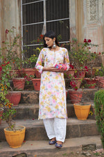 Thumbnail for Rangreza Ethnic Leela Mulmul Chikankari Kurta Yellow - Distacart