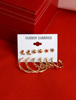 Thumbnail for Gold-Plated Alloy Set Of 6 Designer Earrings - The Pari - Distacart