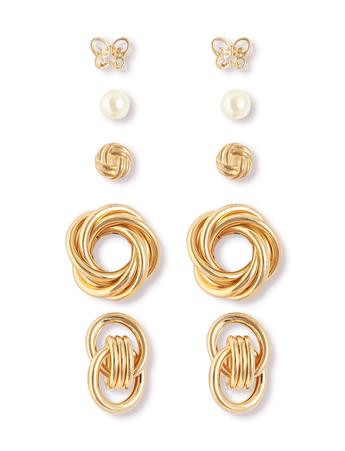 Gold-Plated Alloy Set Of 6 Designer Earrings - The Pari - Distacart