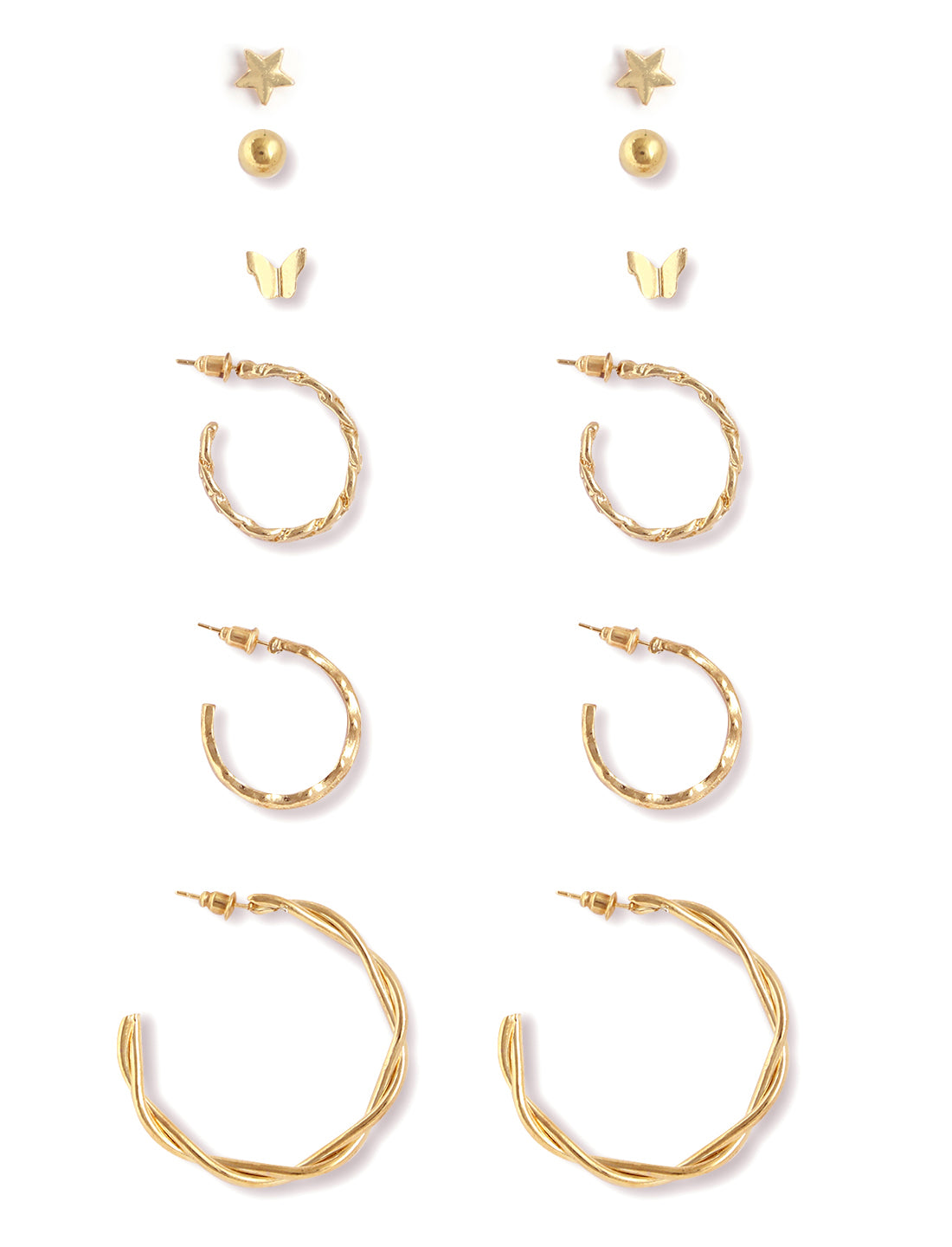Gold-Plated Alloy Set Of 6 Designer Earrings - The Pari - Distacart