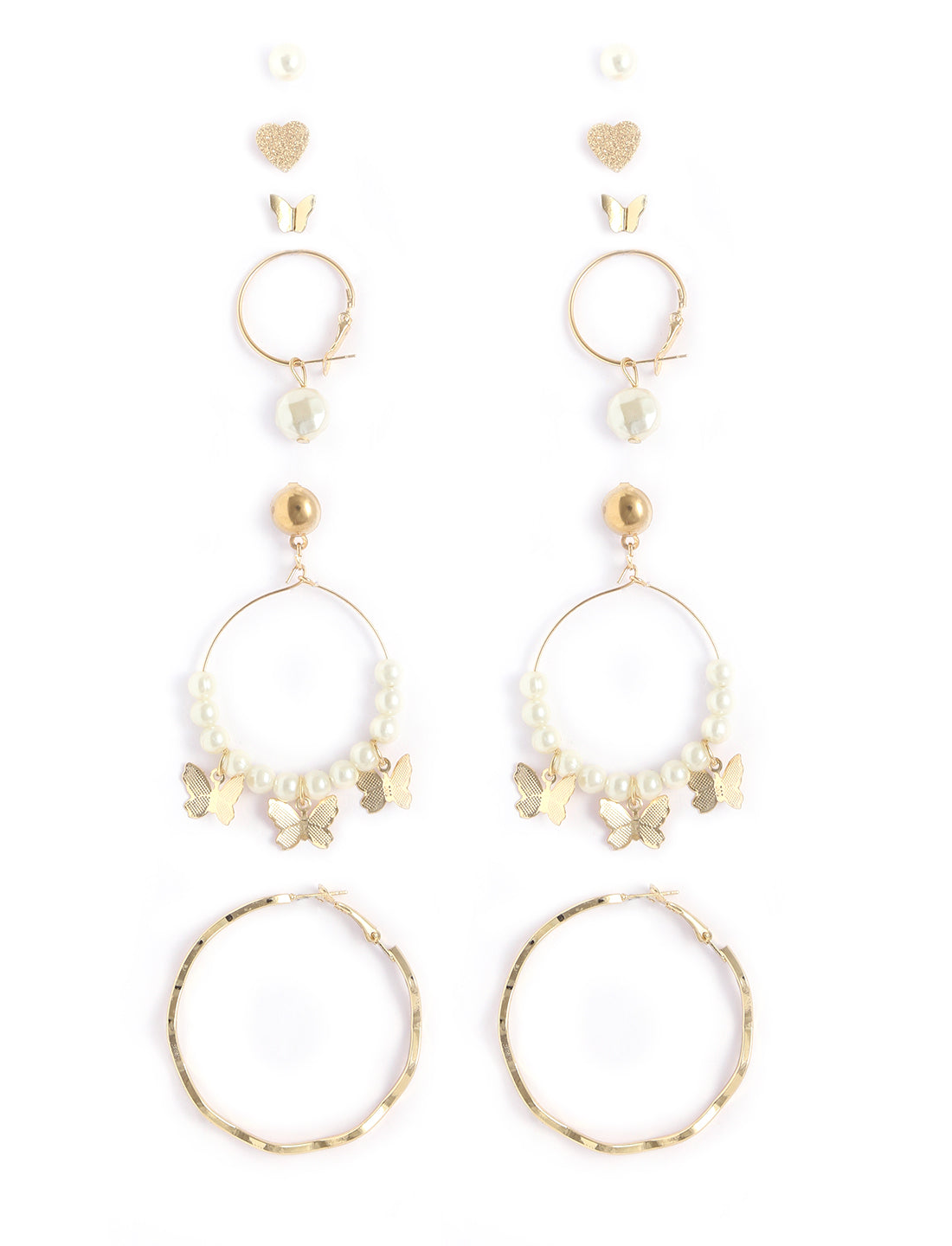 Gold-Plated Alloy Set Of 6 Designer Earrings - The Pari - Distacart