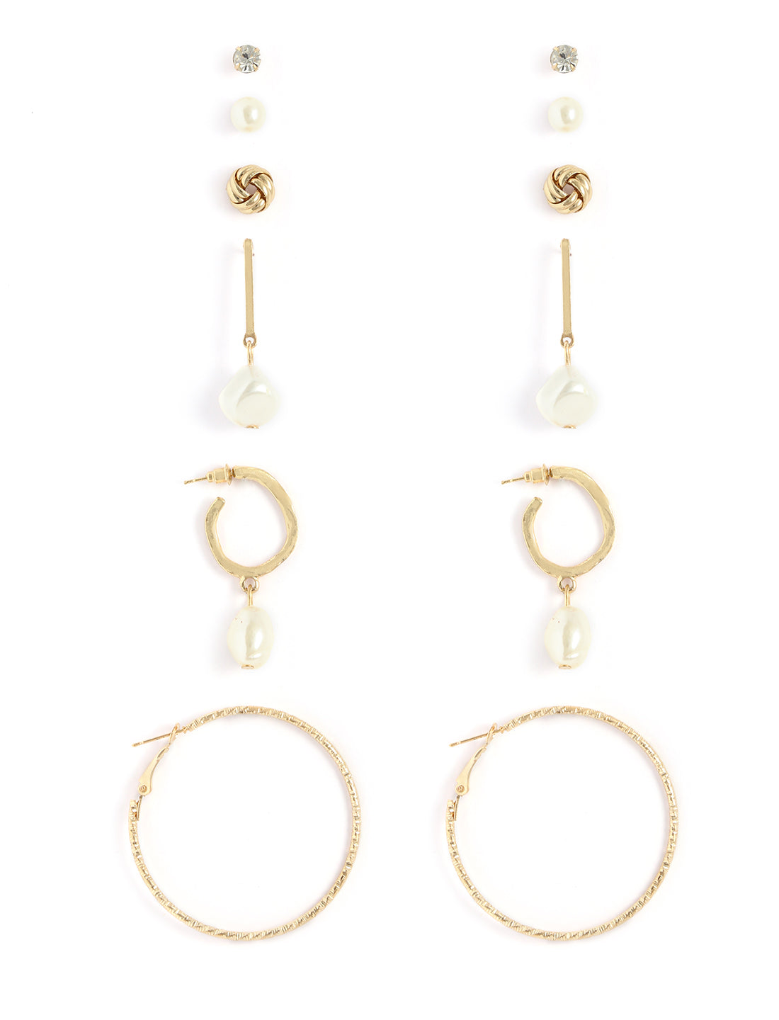 Gold-Plated Alloy Set Of 6 Designer Earrings - The Pari - Distacart