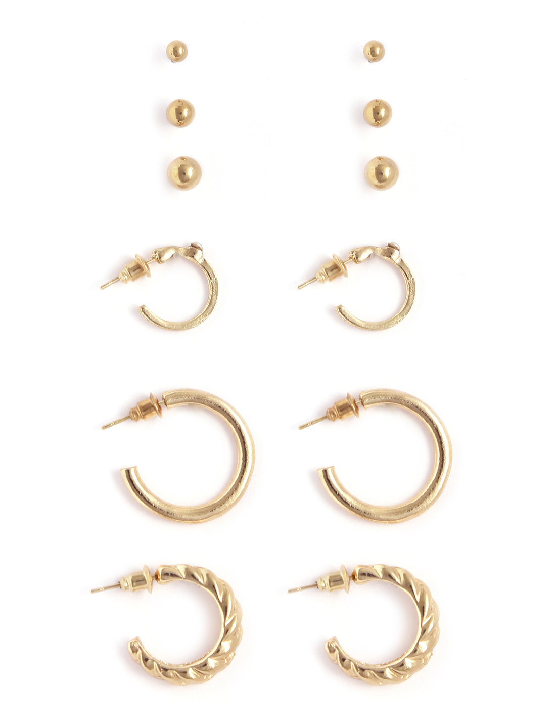 Gold-Plated Alloy Set Of 6 Designer Earrings - The Pari - Distacart
