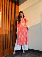 Thumbnail for Rangreza Ethnic Liya Chikankari Rayon Kurta Peach - Distacart