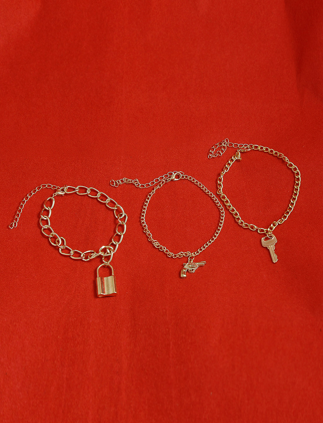 Gold-Plated Alloy Gold Charm Bracelet Set - The Pari - Distacart