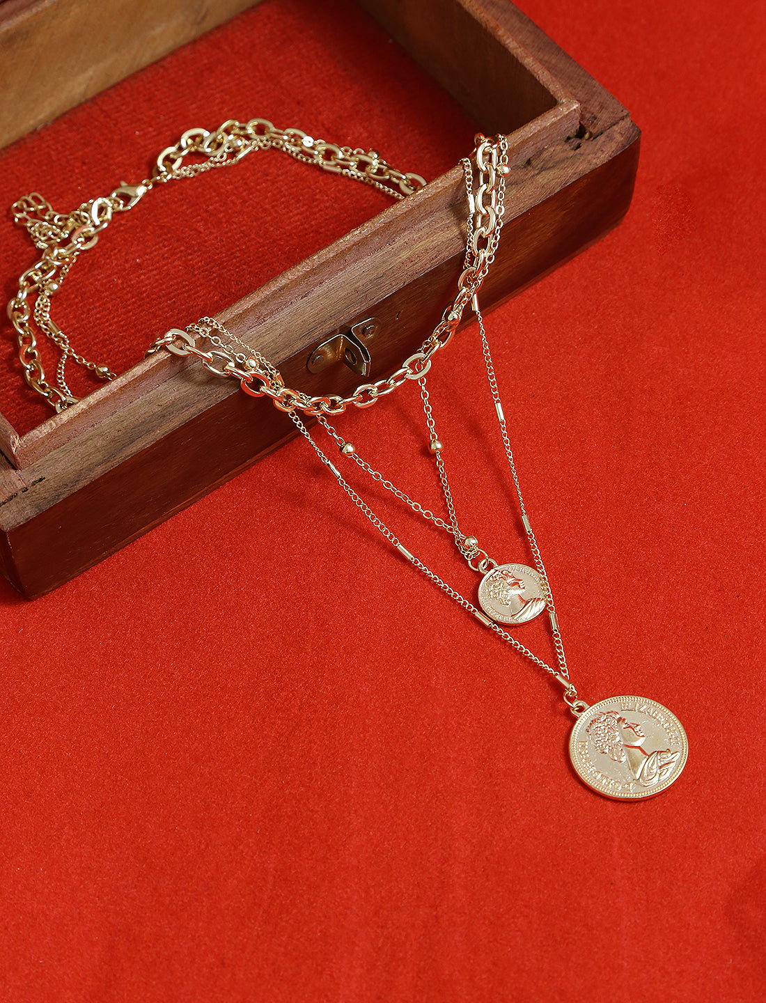 Gold-Plated Alloy Layered Designer Short Necklace - The Pari - Distacart