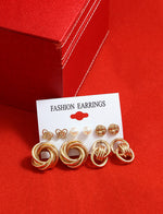 Thumbnail for Gold-Plated Alloy Set Of 6 Designer Earrings - The Pari - Distacart