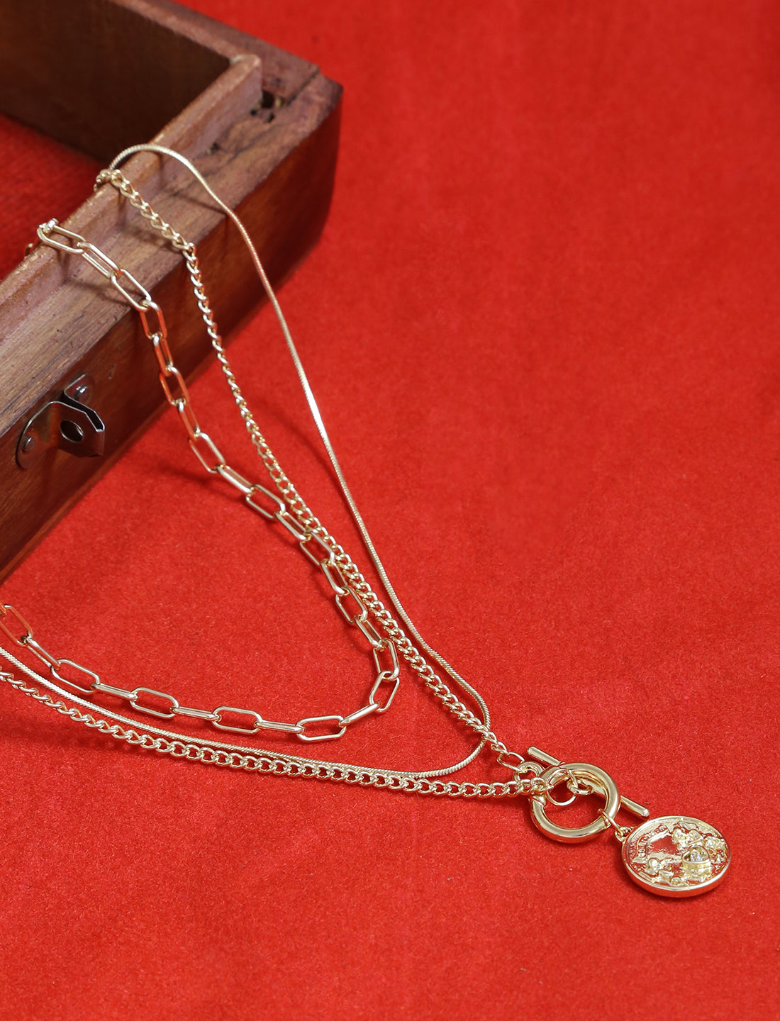 Gold-Plated Alloy Layered Designer Short Necklace - The Pari - Distacart