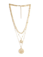 Thumbnail for Gold-Plated Alloy Layered Designer Short Necklace - The Pari - Distacart