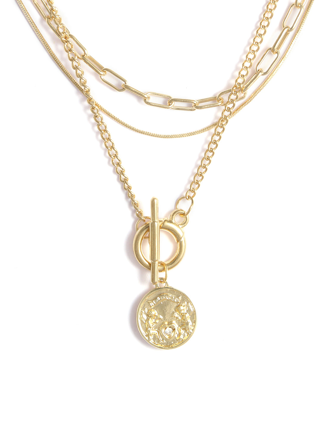 Gold-Plated Alloy Layered Designer Short Necklace - The Pari - Distacart