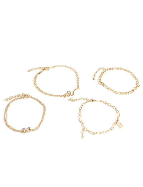 Gold-Plated Alloy Designer Charm Bracelet Set - The Pari - Distacart