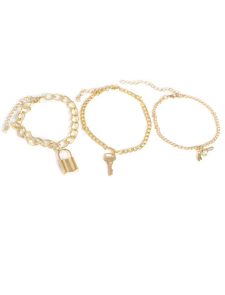 Gold-Plated Alloy Gold Charm Bracelet Set - The Pari - Distacart