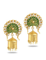 Thumbnail for Gold-Plated Alloy Brass Blue Golden Jhumki Earrings - The Pari - Distacart