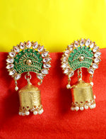 Thumbnail for Gold-Plated Alloy Brass Blue Golden Jhumki Earrings - The Pari - Distacart