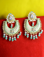 Thumbnail for Gold-Plated Alloy Blue Golden Hoop Jhumki Earrings - The Pari - Distacart