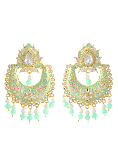 Gold-Plated Alloy Blue Golden Hoop Jhumki Earrings - The Pari - Distacart