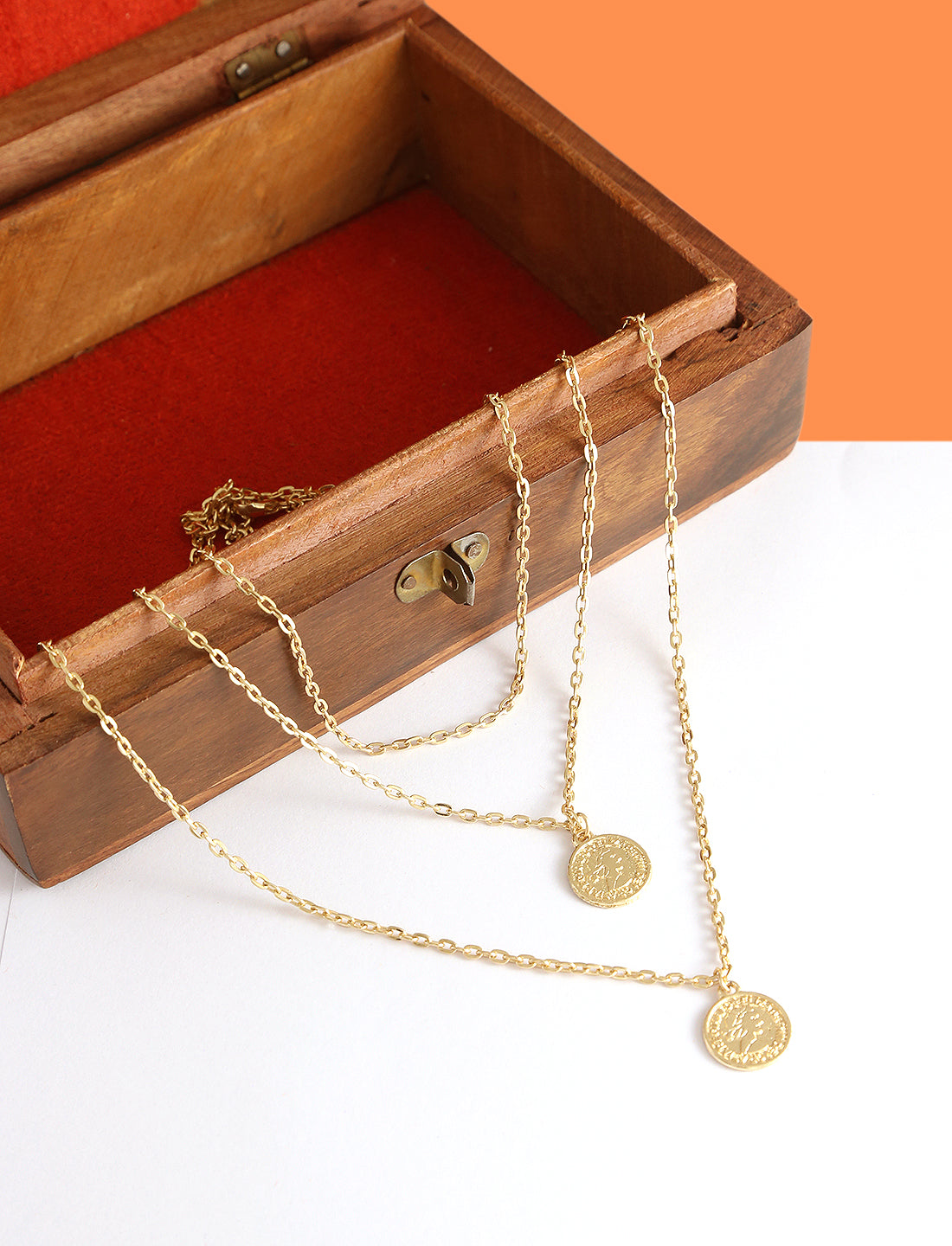 Gold-Plated Alloy Queen Coin Double Layer Necklace - The Pari - Distacart
