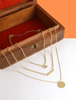 Thumbnail for Gold-Plated Alloy Stone Plate & Coin Charm Necklace - The Pari - Distacart