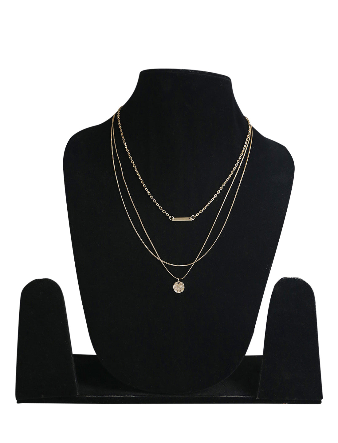 Gold-Plated Alloy Designer Embossed Double Layer Necklace - The Pari - Distacart