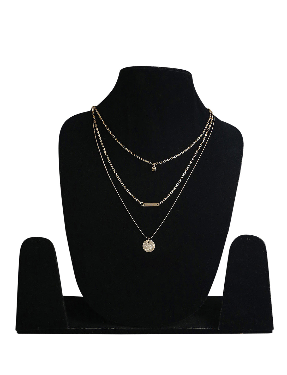 Gold-Plated Alloy Stone Plate & Coin Charm Necklace - The Pari - Distacart