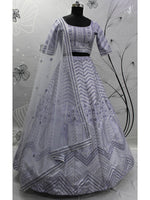 Thumbnail for Myra Lavender Silk Embroidered Designer Lehenga - Distacart