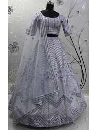 Thumbnail for Myra Lavender Silk Embroidered Designer Lehenga - Distacart