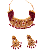 Thumbnail for Gold-Plated Alloy Crystal & Alloy Designer Choker Necklace - The Pari - Distacart