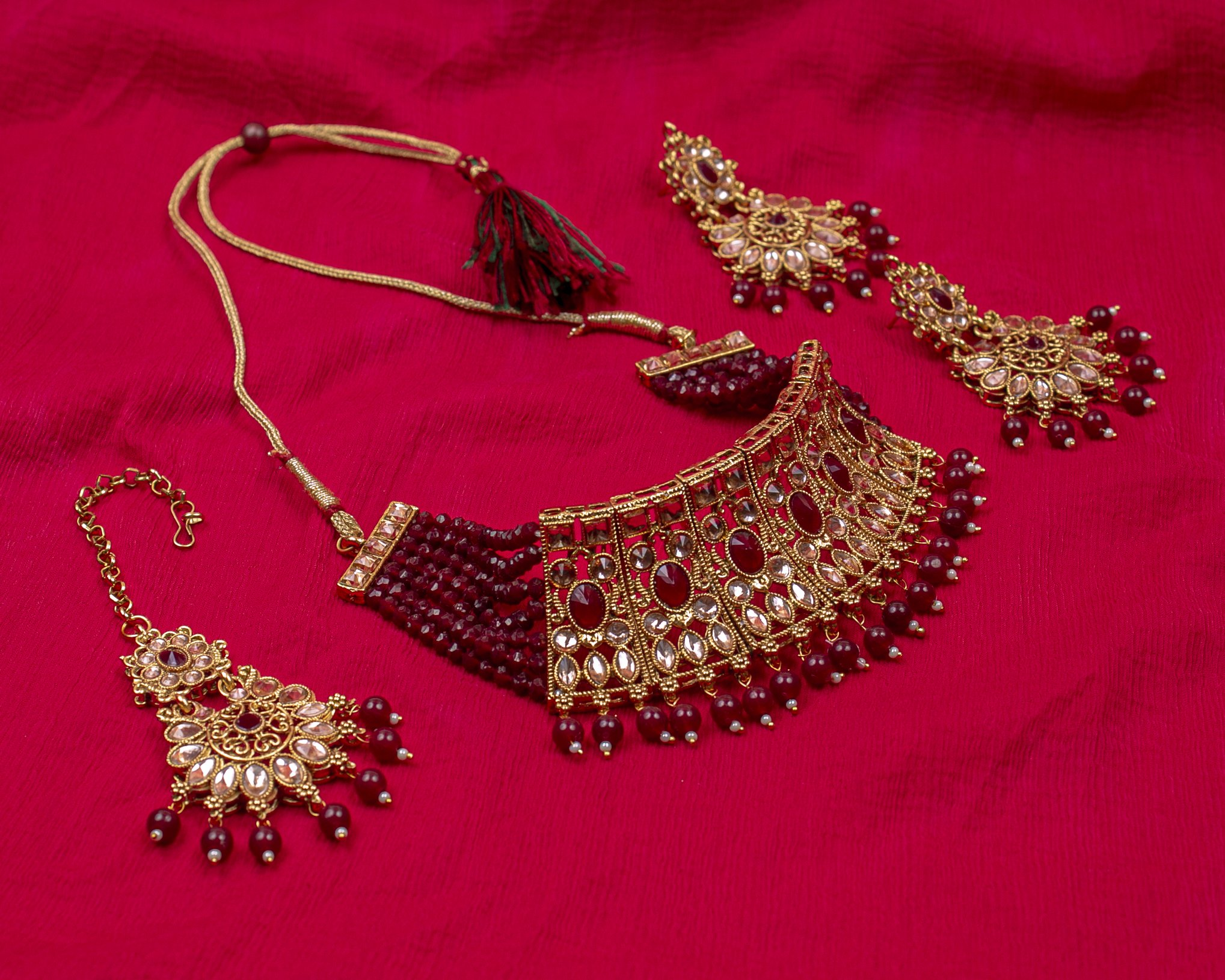 Gold-Plated Alloy Crystal & Alloy Designer Choker Necklace - The Pari - Distacart